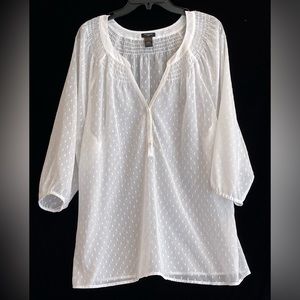 Ann Taylor sheer white oversized blouse, size L